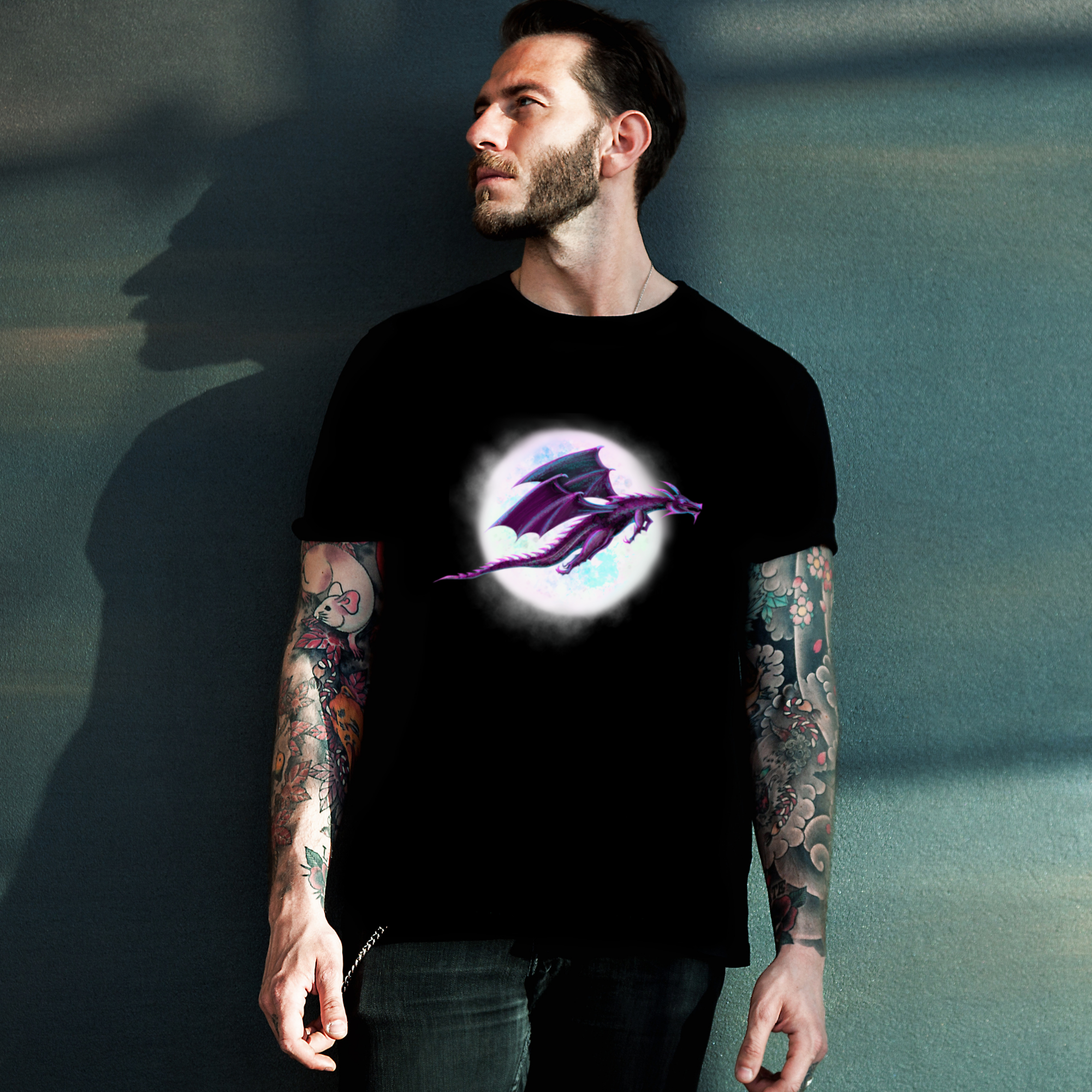 Hannah Kate Makes - Wholesale T-Shirt (Graphic) - Unisex - Dragon Moon T-shirt - Black - 100% Cotton - Gothic Whimsy4