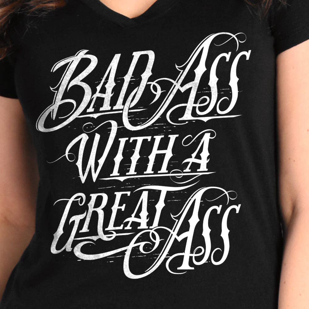 BLACK Hot Leathers Badass With A Great Ass Ladies V Burnout GLC1589 for wholesale on Faire1