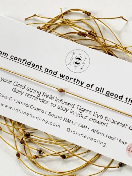 Chakra Bracelet -Gold String Tiger's Eye Crystal for wholesale by La Lune Healing