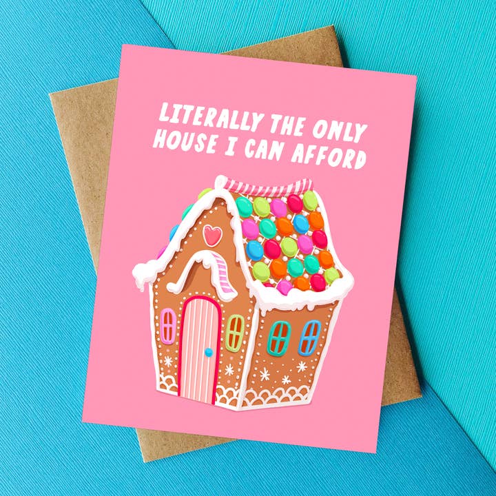 Funny Christmas Card Holiday Card - Only House I can Afford for wholesale by Top Hat and Monocle