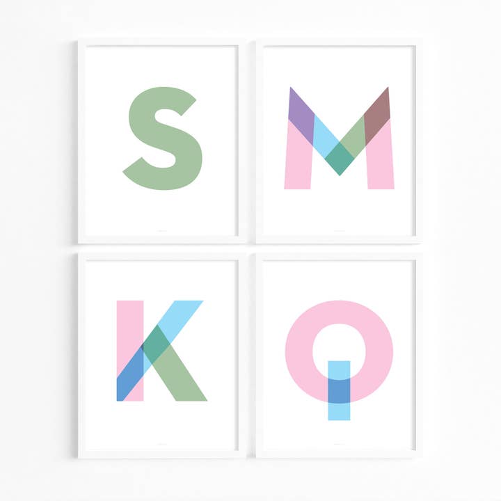 Lettre initiale, type minimaliste de A à Z, pastels 1 pour la vente par Know It All Prints