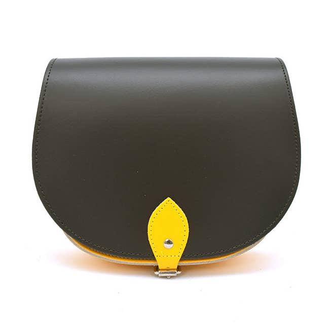 Black and Yellow Leather Saddle Crossbody Bag - Zarah for wholesale by A to Z Leather