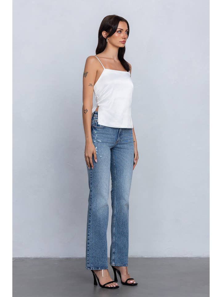 No Vacancy – wholesale Camisole – Women′s – Stretch satin cami top w/ large ribbon tie detail6