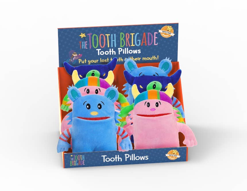 The Tooth Brigade - Wholesale Toothfairy Pillow - Kids - Monster Tooth Pillow 12-Pack (with FREE display)