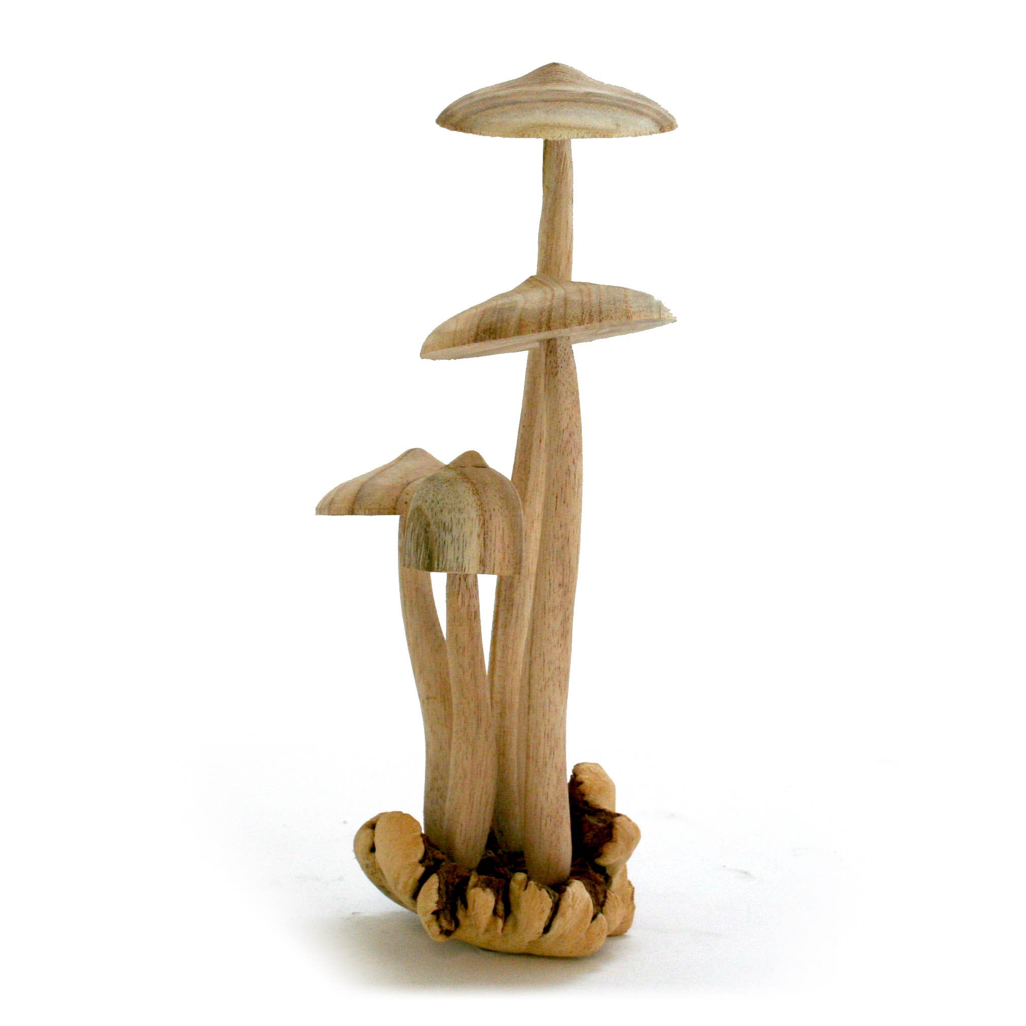Modern Eastern by Contrast Inc. - Wholesale Decorative Tabletop Object - Four (4) Parasite Wood Flat Mushrooms 12"1