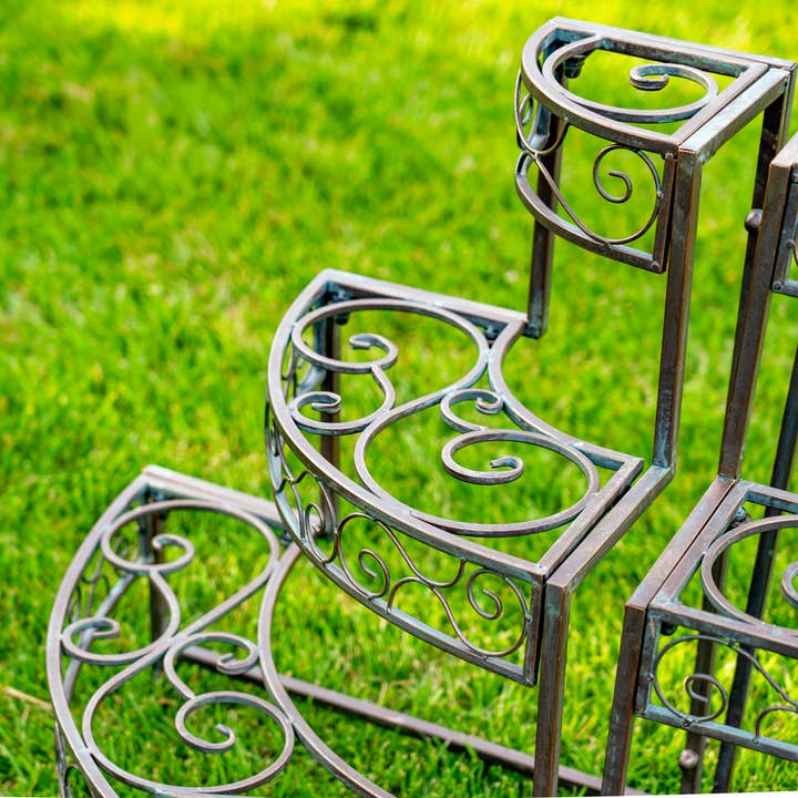 Zaer Ltd. International - Wholesale Plant Pot Stand - Three Tier Metal Riser Plant Stand Display "Stephania"3