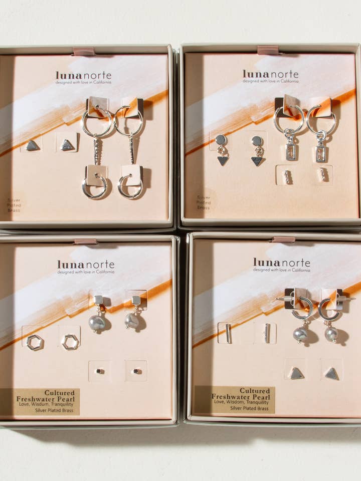 Sample Sale Slv Geometric Earring Set- Pre-Curated 4-Pack for wholesale by Luna Norte