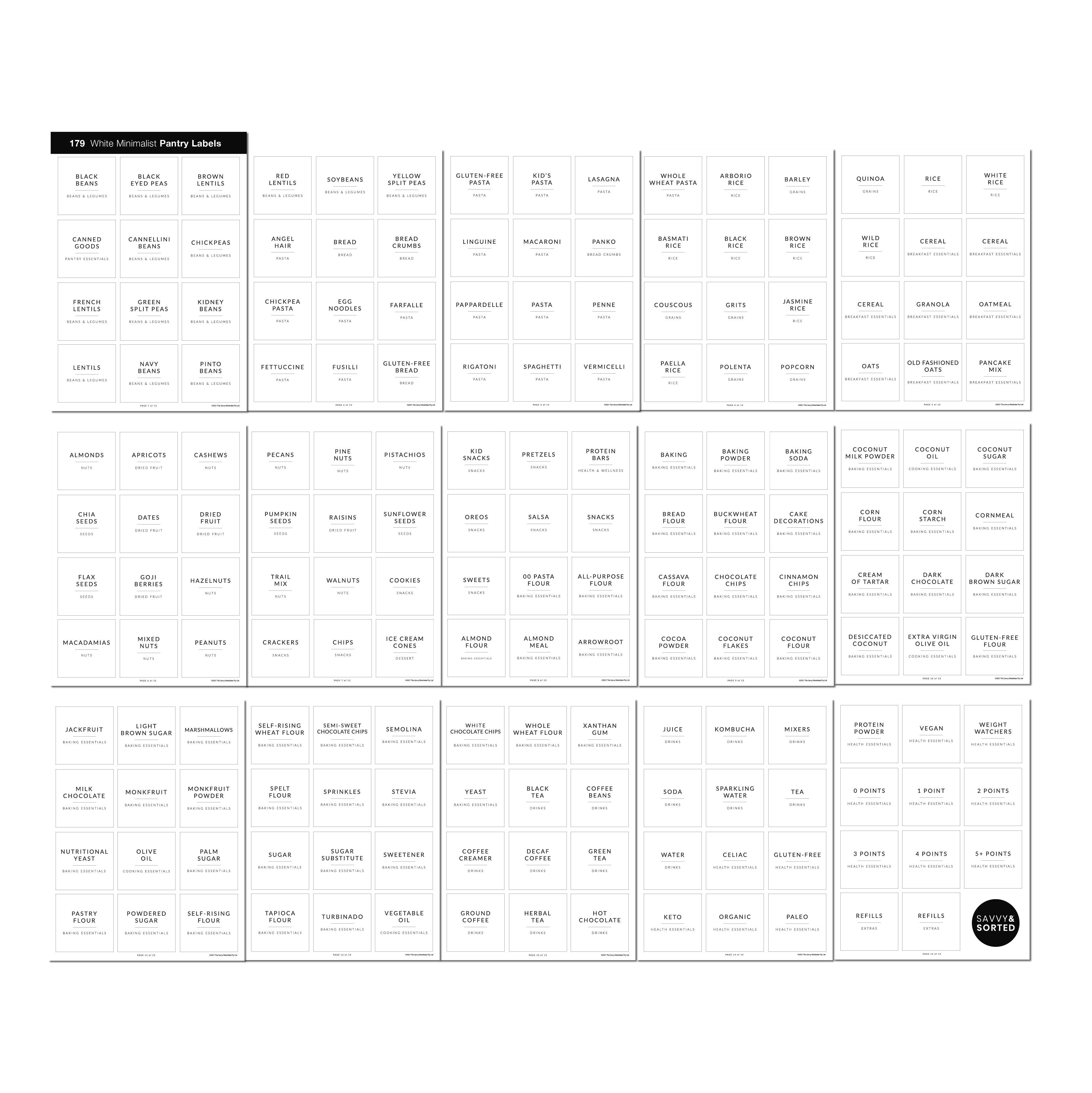Savvy & Sorted - Wholesale Food/Beverage Label - Minimalist Pantry Labels1