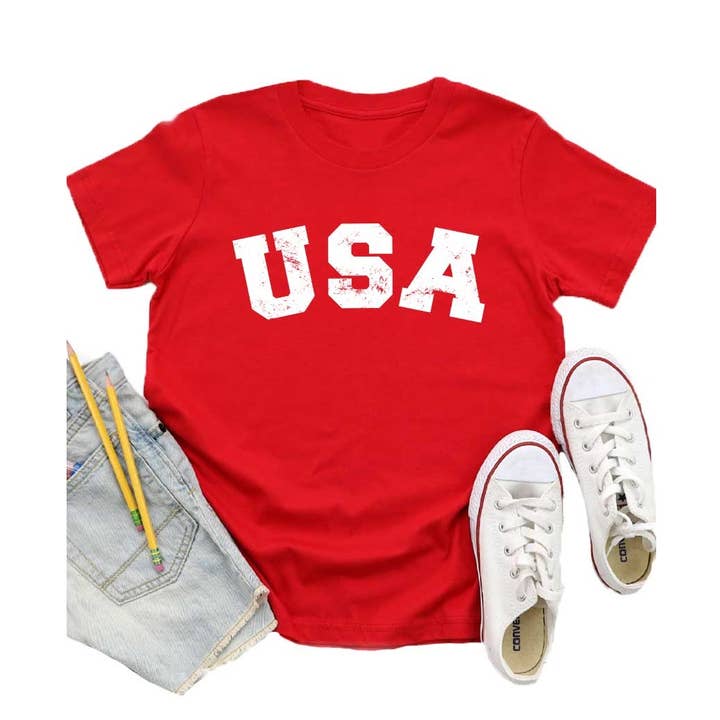 T-shirt graphique Vintage USA pour enfants pour la vente par Kids By Kissed Apparel