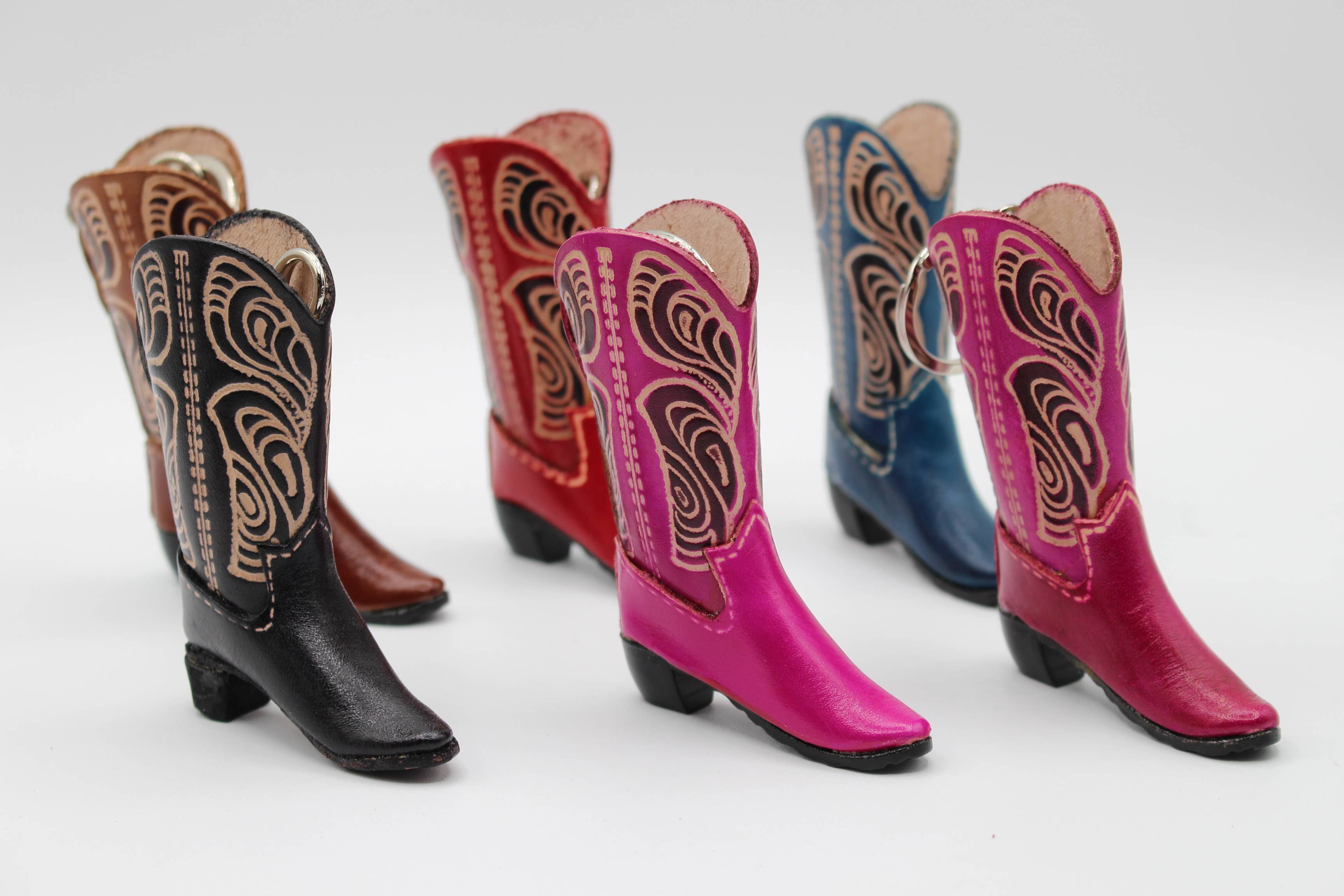 Sunflower Handmade leather inc - Wholesale Keychain - Women's - Handmade Leather Cowboy Boot Keychain Assorted Colors1