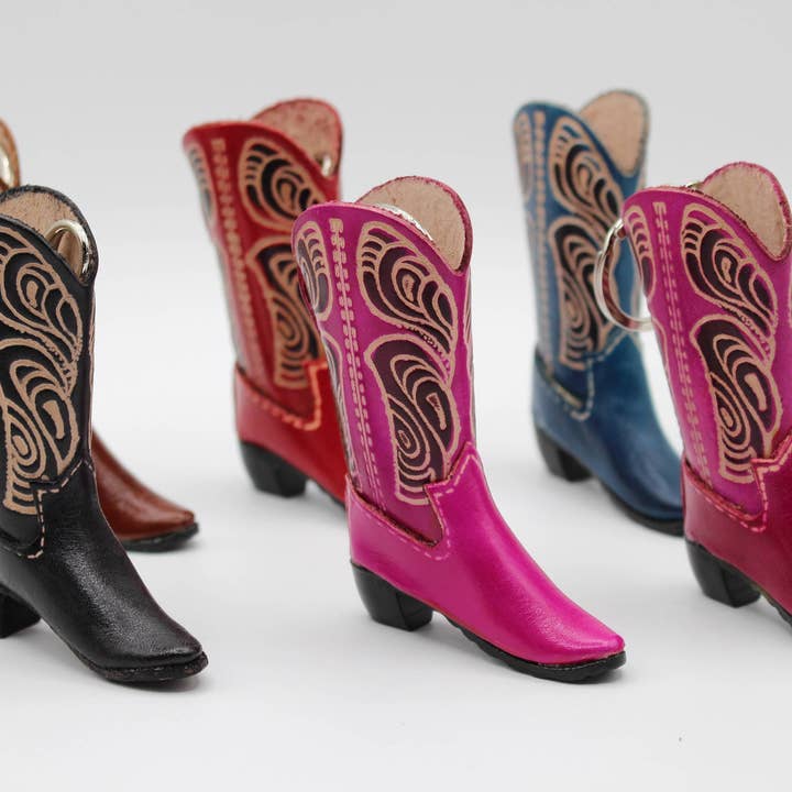 Sunflower Handmade leather inc - Wholesale Keychain - Women's - Handmade Leather Cowboy Boot Keychain Assorted Colors1