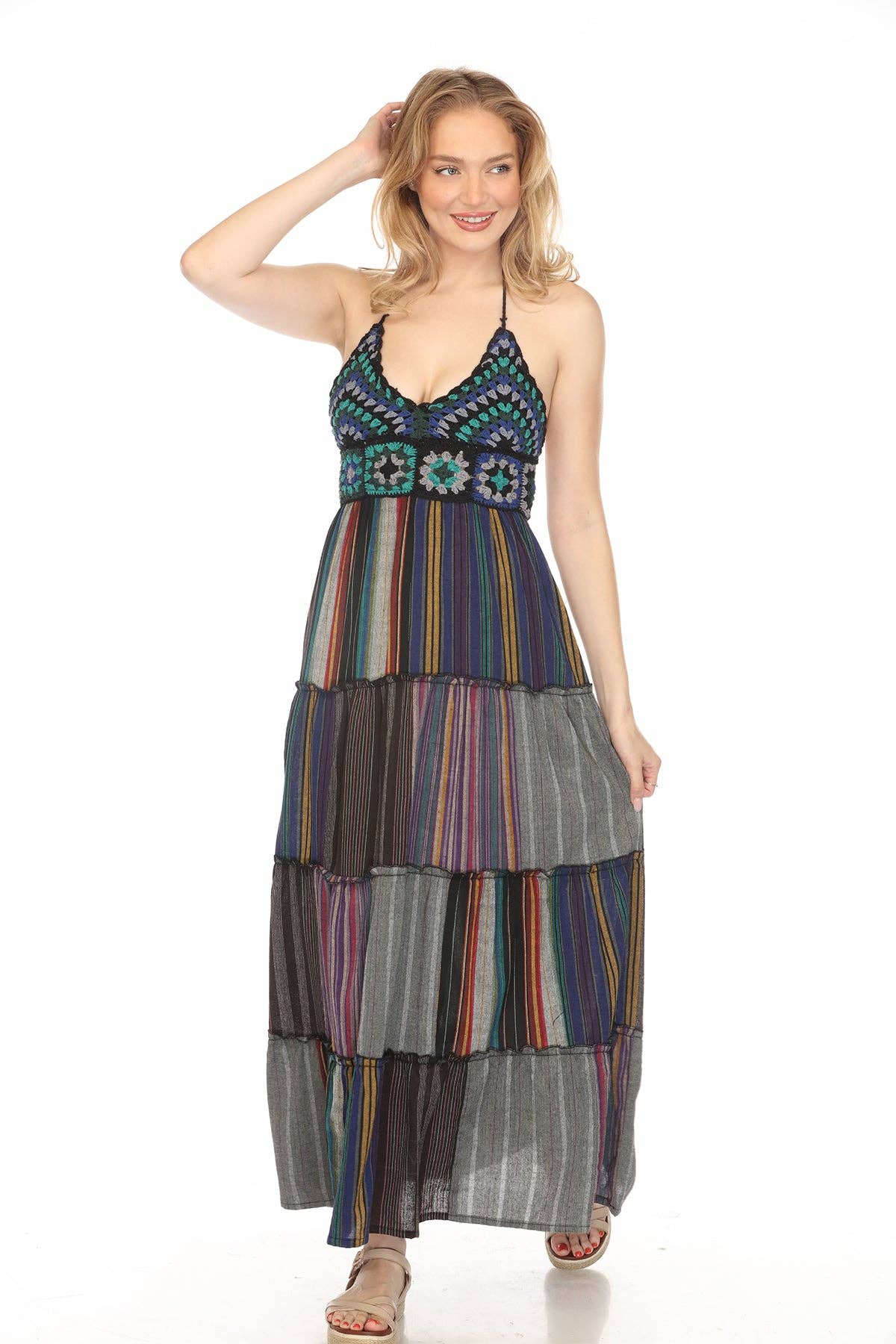 Lakhays Collection Inc. - Wholesale Dress - Women's - Patchwork Crochet Maxi Dress0