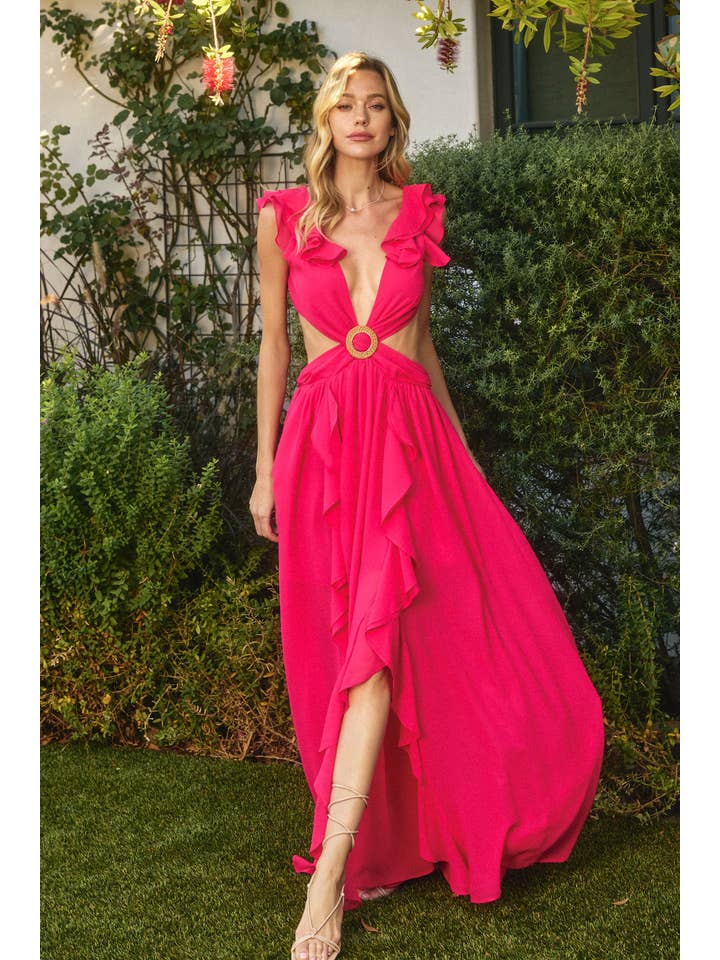 Dress Forum - Wholesale Dress - Women's - There She Goes Cutout Frilly Maxi Dress (1)