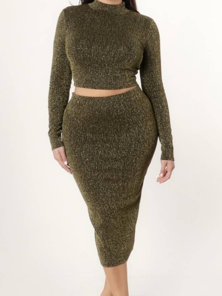 LUREX GLITTER TOP AND SKIRT SET for wholesale by JBLA FASHION