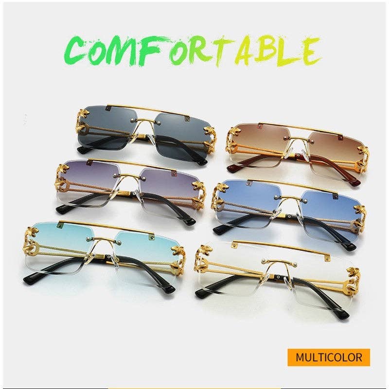 FurDecoration - Wholesale Sunglasses - Women's - Square Frameless Retro Sunglasses with UV400 Sun Protection6