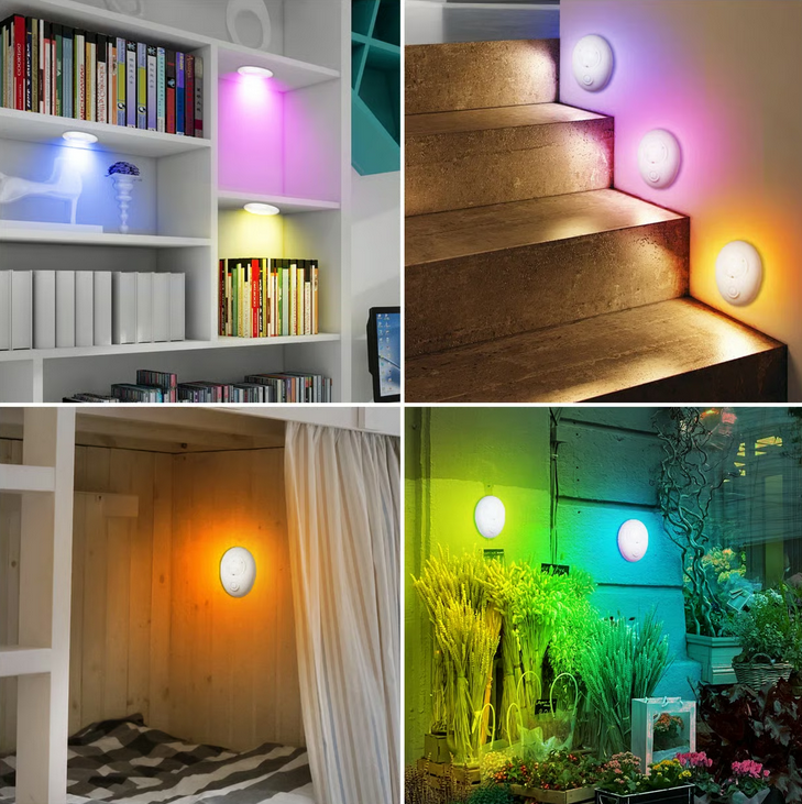 LEPOTEC INC - Wholesale Accent/bureaulamp - 6-pack Puck RGB-licht met afstandsbediening op batterijen5