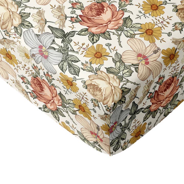 Serenity Floral Bamboo Crib Sheet Serenity Floral Bamboo Crib Sheet