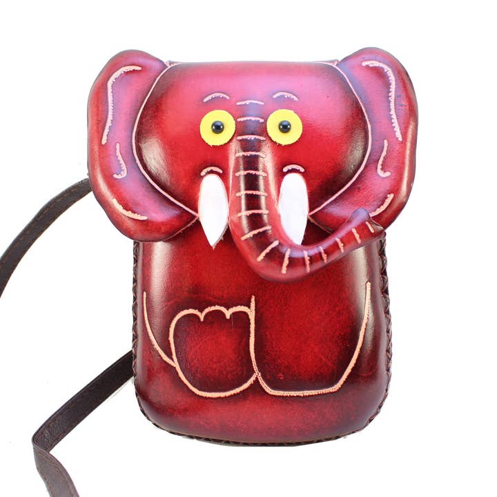 Sac à main rectangulaire en cuir avec motif d'éléphant pour la vente par Sunflower Handmade leather inc