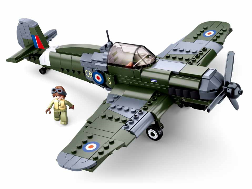 Texas Toy Distribution – wholesale Building set – Child – WWII Royal Air Force Spitfire Plane Building Brick Kit (297 pcs)2