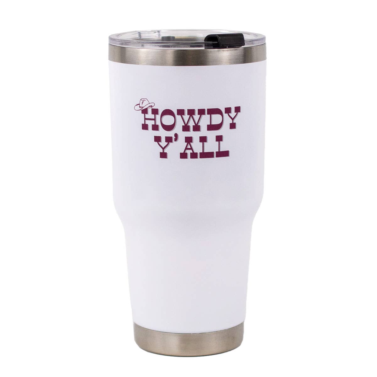 The Royal Standard - Wholesale Insulated Mug/Tumbler - Howdy Y'all Tumbler   White/Maroon   30oz0