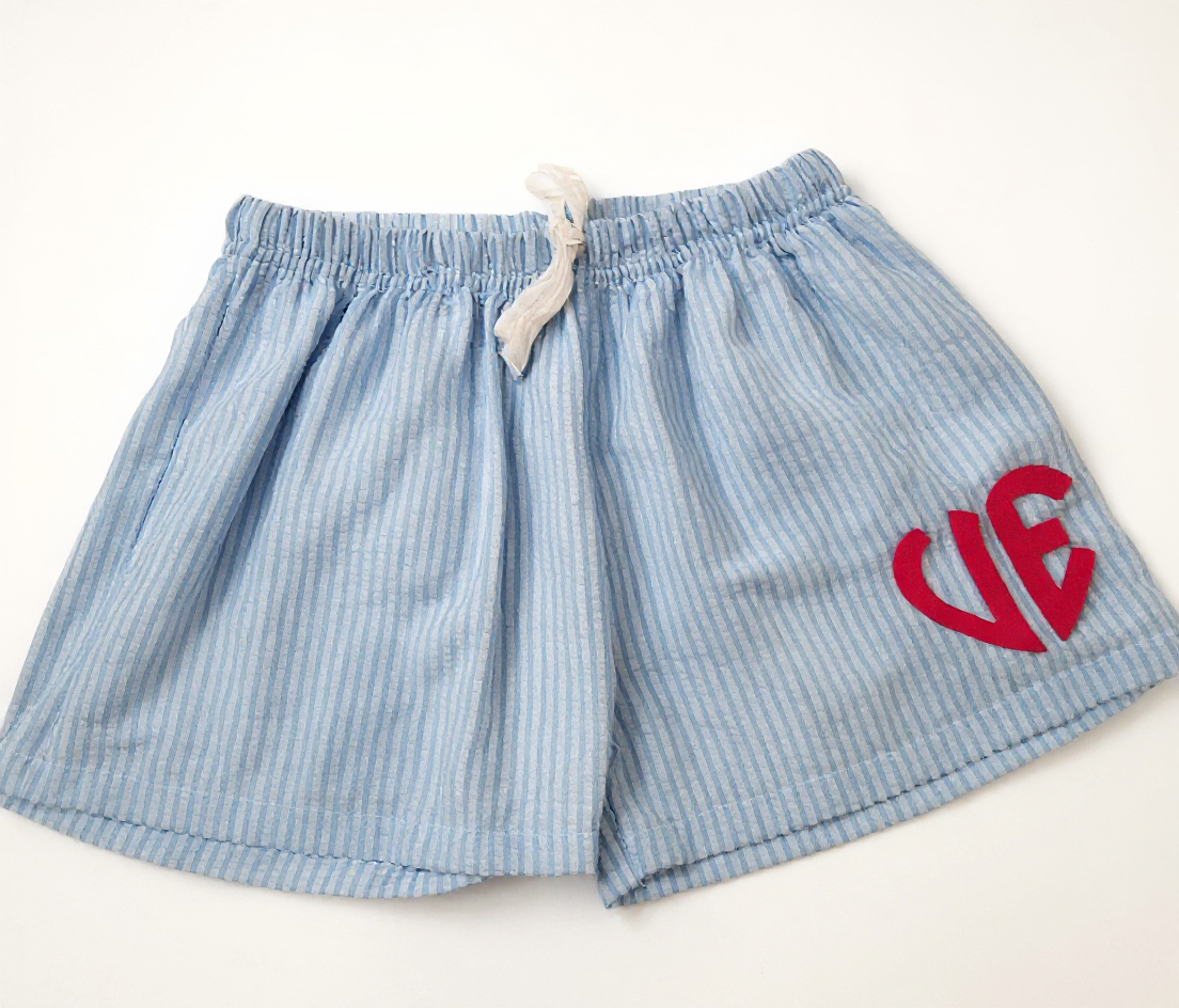 The Blissful – wholesale Sleepwear bottom – women's – Customized Monogrammed Seersucker Pajama Shorts2