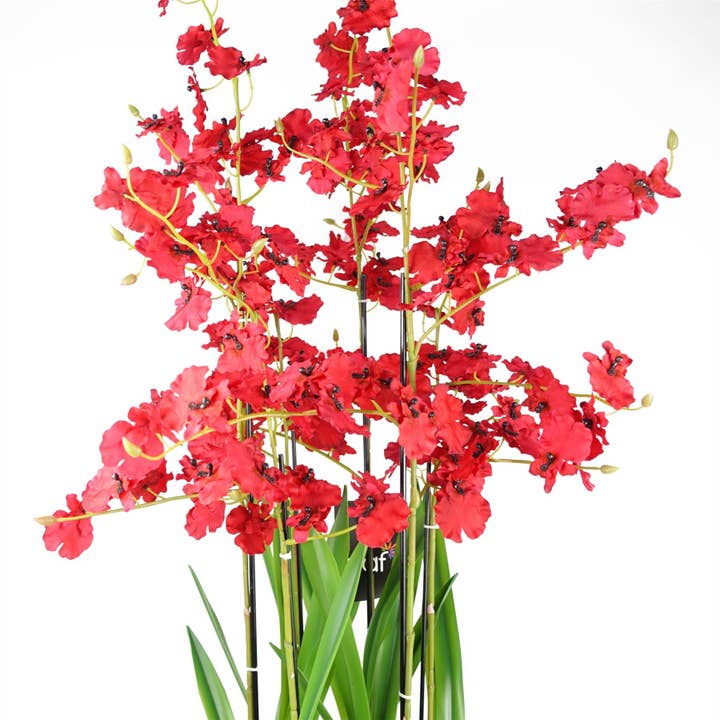 Leaf Design UK LTD - Wholesale Artificial flowers - Artificial Orchid Red in Stoneware Planter Botanik2