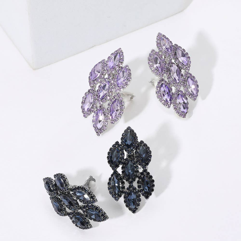 Sensibling Corp. - Wholesale Clip-On Earrings - Marquise Stone Embellished Clip On Earrings3