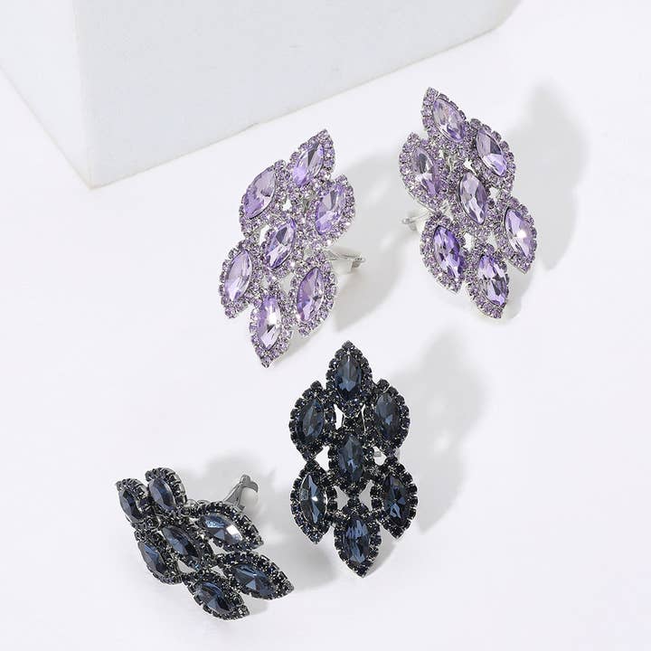 Sensibling Corp. - Wholesale Clip-On Earrings - Marquise Stone Embellished Clip On Earrings3