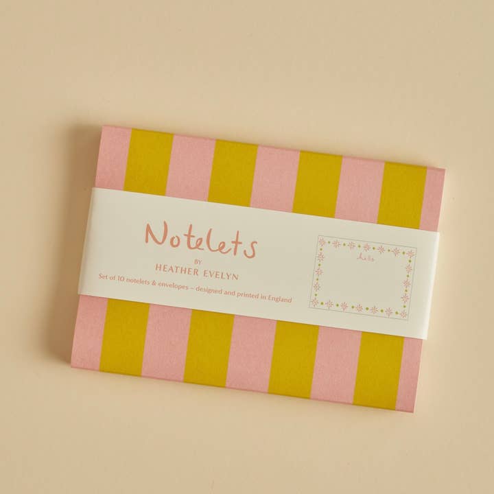 Heather Evelyn – wholesale Stationery/notecard set – Set of 10 Notelets - Hello Flower Border1