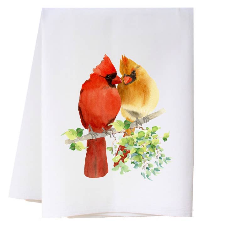 Cardinal Couple Kitchen Towel for wholesale by Cora & Pate