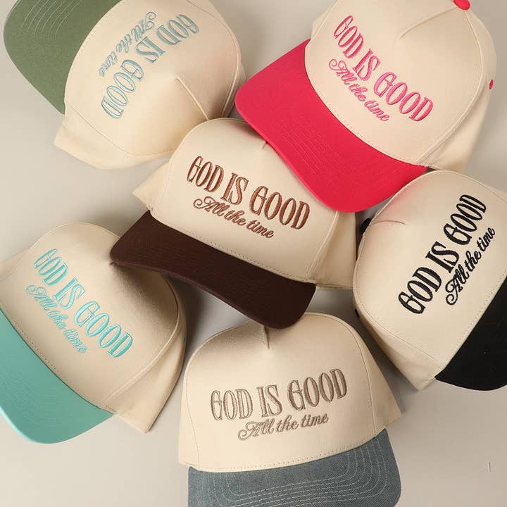 Fashion City - Wholesale Trucker Hat - Unisex - God Is Good All The Time Embroidery Trucker Hat