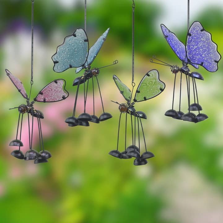 GeoCentral - Wholesale Outdoor Ornament/Decor - Assorted Glass Butterfly Bouncers – 12pc