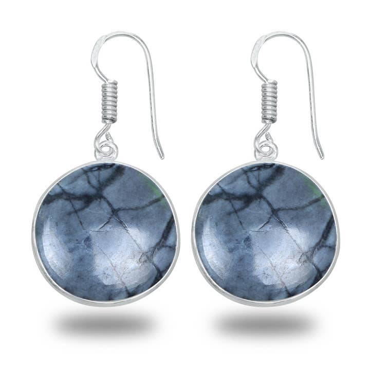Handmade Jewels - Wholesale Dangle Earrings - Picasso Jasper Earrings – Minimalist, Silver-Plated | Wholesale & Handmade3