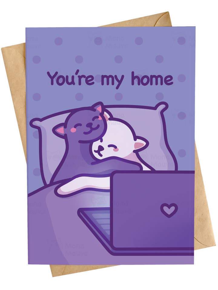 You're My Home | Cute Cat Anniversary Card for wholesale by Mona Mauve • Silly Art!