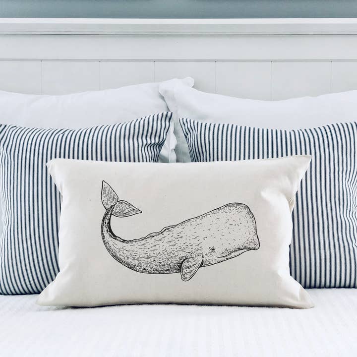 Coastal Lumbar Pillow - Whale for wholesale by Salt + Fare