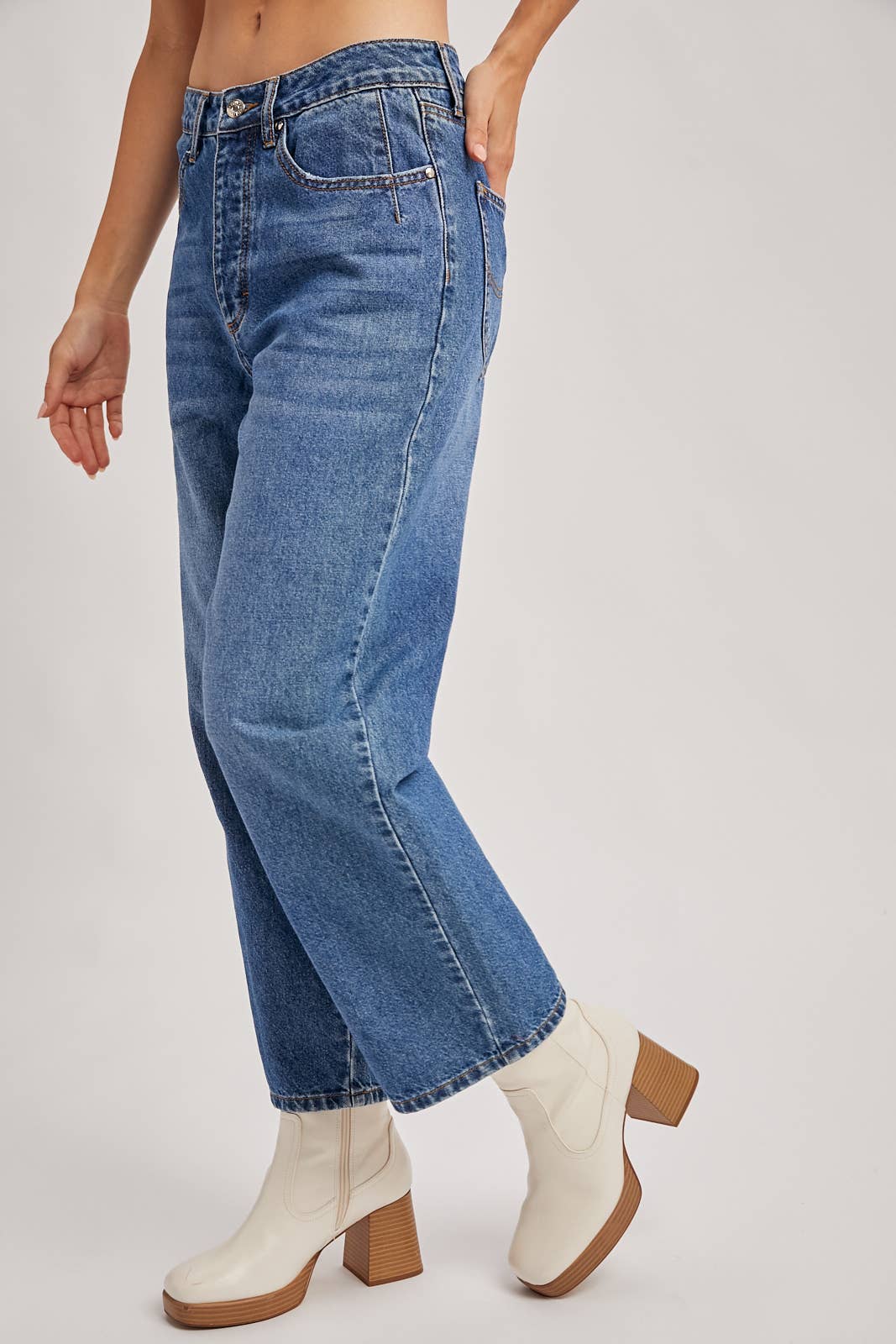 Bluivy - Wholesale Jeans - Women's - DENIM MID-RISE WIDE LEG CROPPED JEANS16