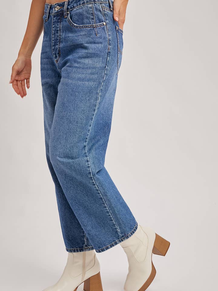 Bluivy - Wholesale Jeans - Women's - DENIM MID-RISE WIDE LEG CROPPED JEANS16