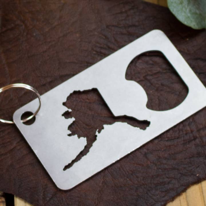 Alaska State rostfritt stål ölflasköppnare Gift Bar för wholesale av Iron Maid Art