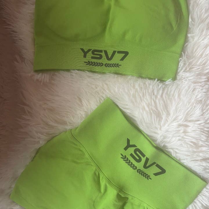 YSV7 Dames Neon Groene Sportbeha en Korte Broek Set voor wholesale door YSV7