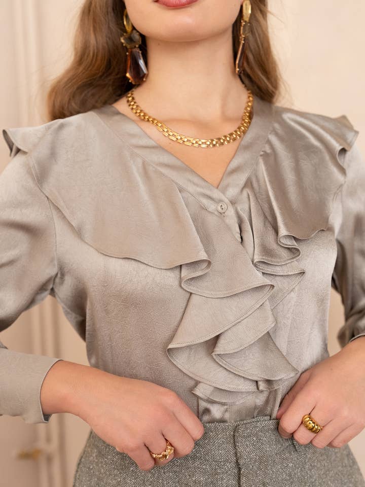 LULUMARY - Wholesale Button Down Shirt - Women's - Ruffled blouse CH3562