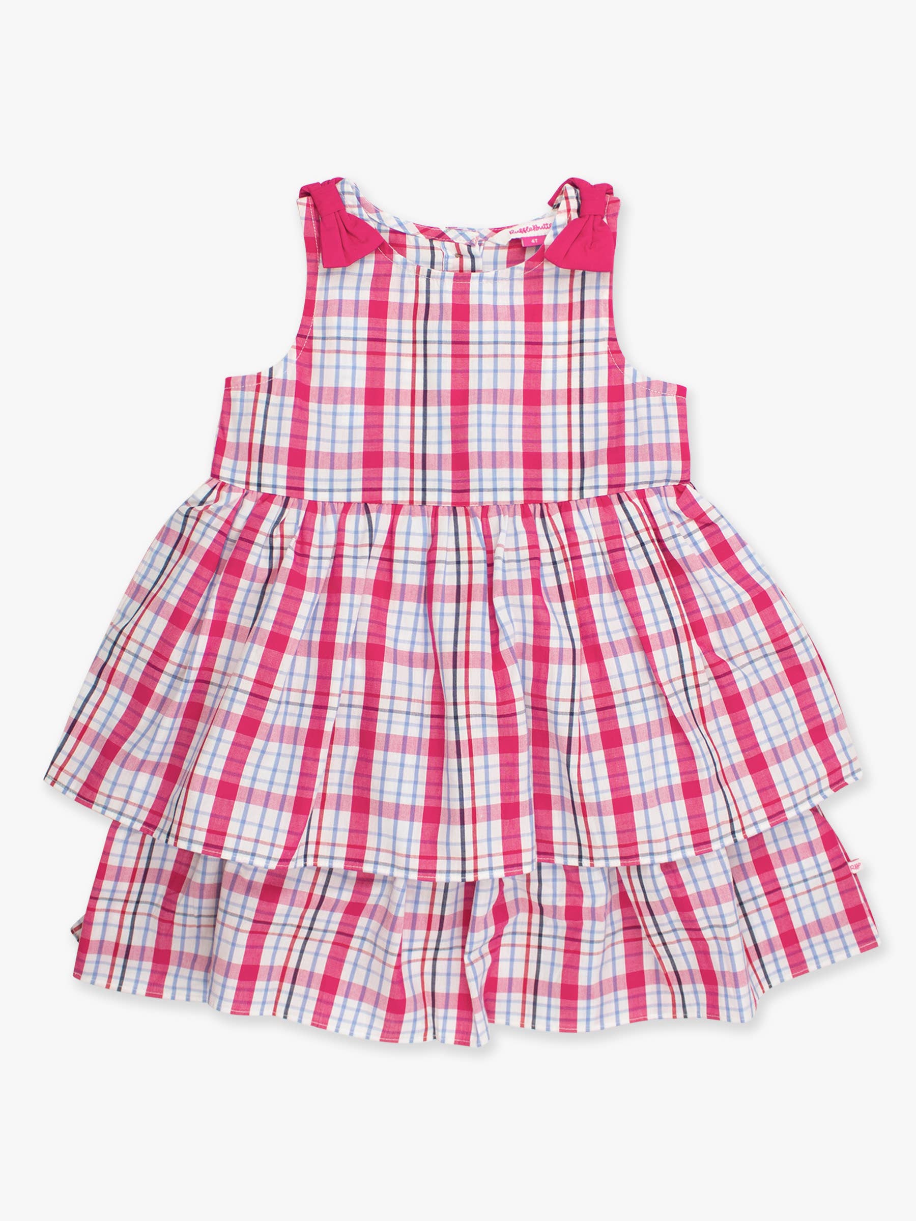 Multi Color Girls Adley Plaid Woven Bow Jumper Dress for wholesale on Faire8