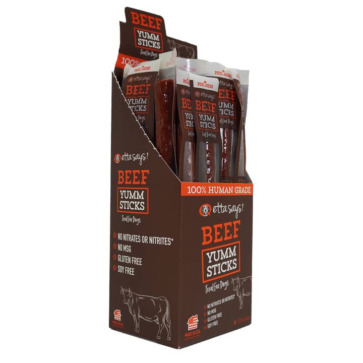 Pet Palette Distribution - Wholesale Pet Treats - Dog - Etta Says! Beef Yumm Sticks Dog Chew Display Box 24ct1