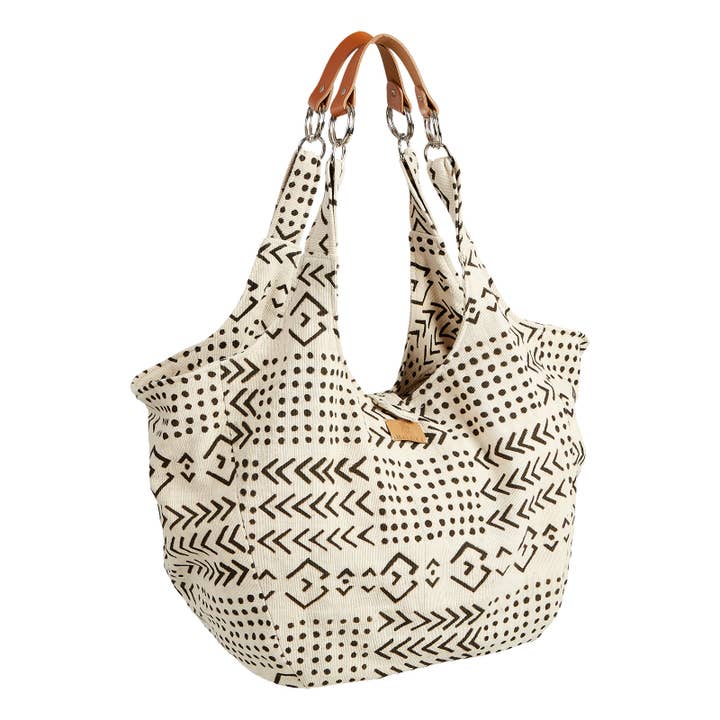 Bogolan Lerduk Shopper vit för wholesale av MALAIKA