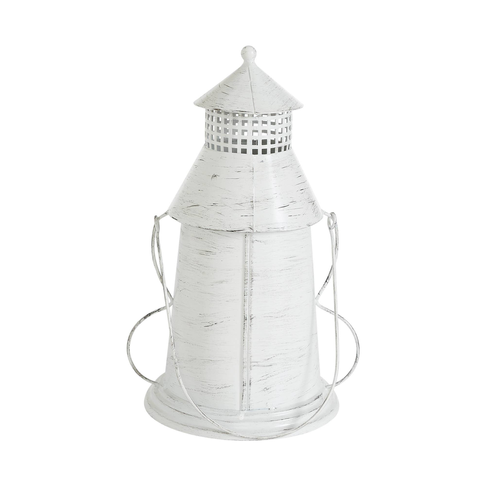 VHC Brands - Wholesale Candle Holder - Antique White Distressed Halloween Decorative Metal Lantern Spooky Tealight Candle Holder Fall Seasonal Home Accent 12x8x64