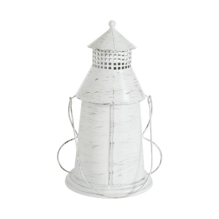VHC Brands - Wholesale Candle Holder - Antique White Distressed Halloween Decorative Metal Lantern Spooky Tealight Candle Holder Fall Seasonal Home Accent 12x8x64