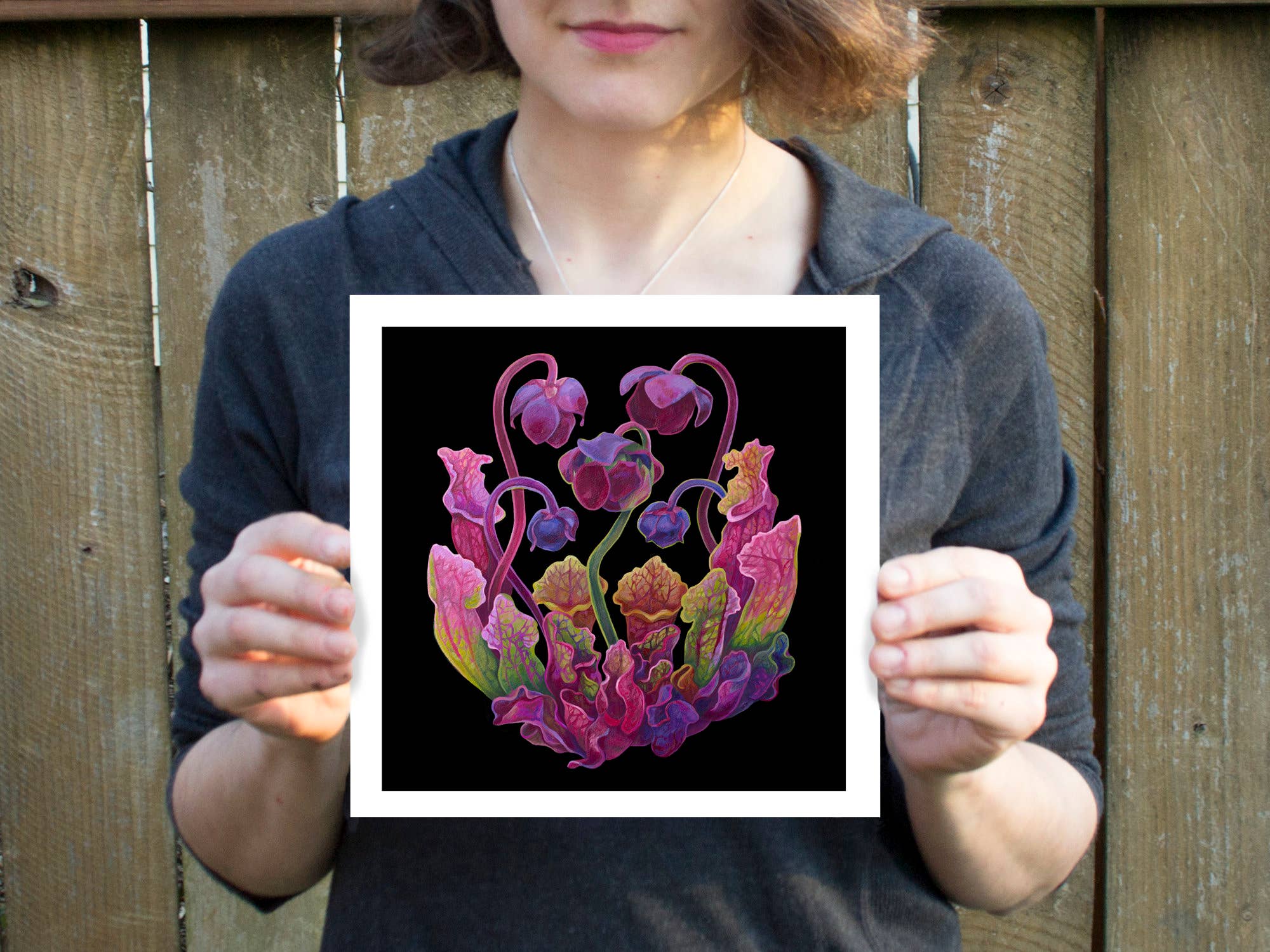 Marigold Art Studios - Wholesale Art Print - Purple Carnivorous Pitcher Plants Art Print1