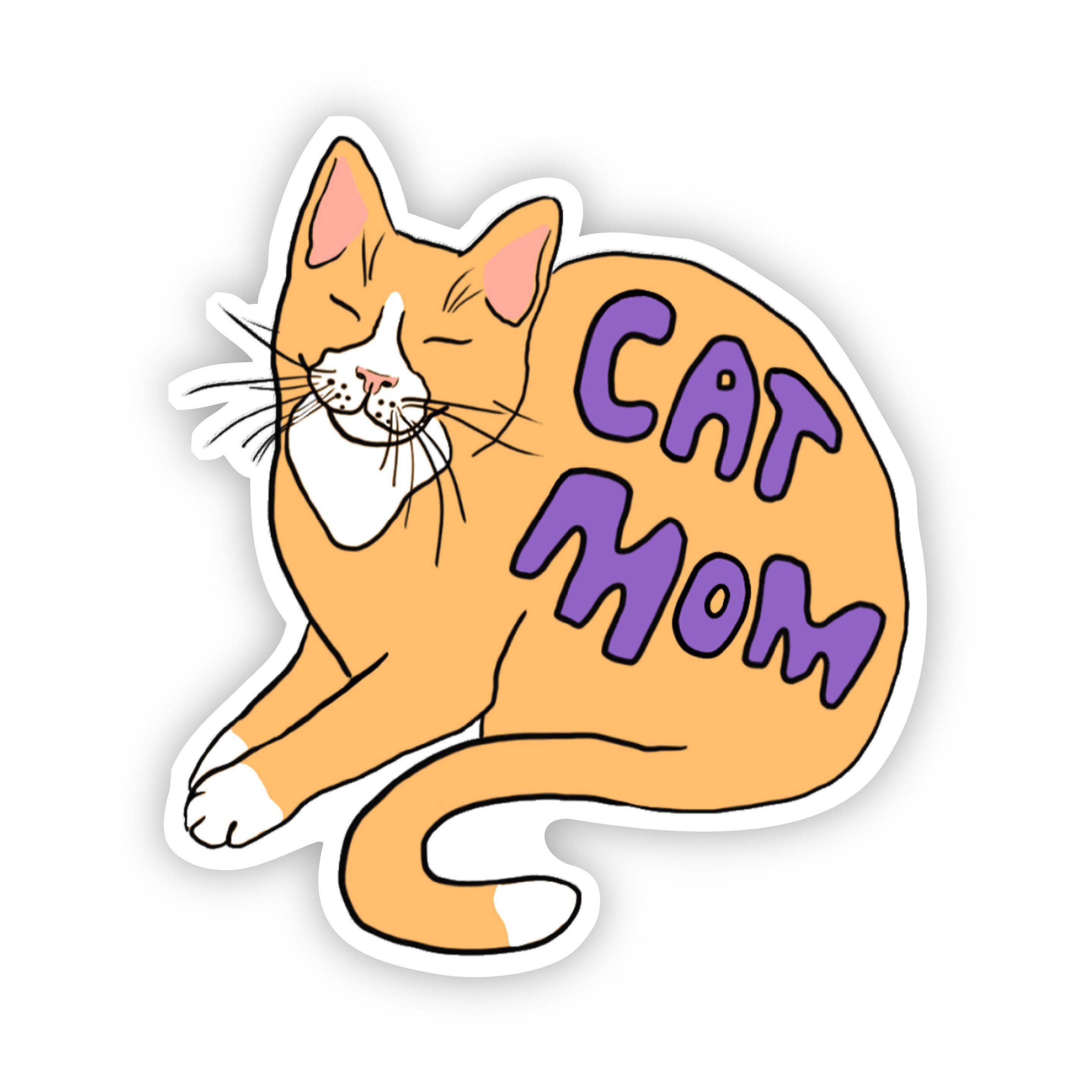Big Moods - Wholesale Sticker - Cat Mom Sticker Purple Lettering
