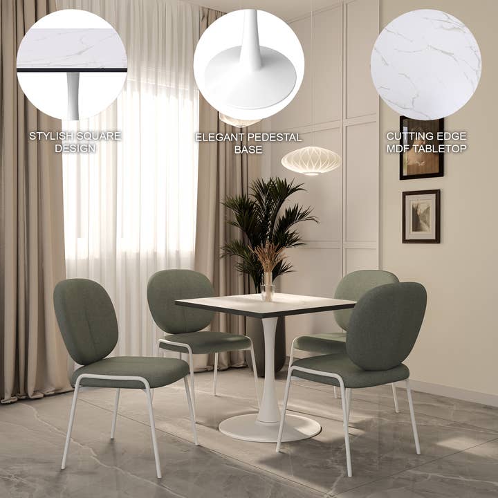 LeisureMod - Wholesale Side Table - Bristol Modern Minimalist Square Dining Table w/ Steel Base3