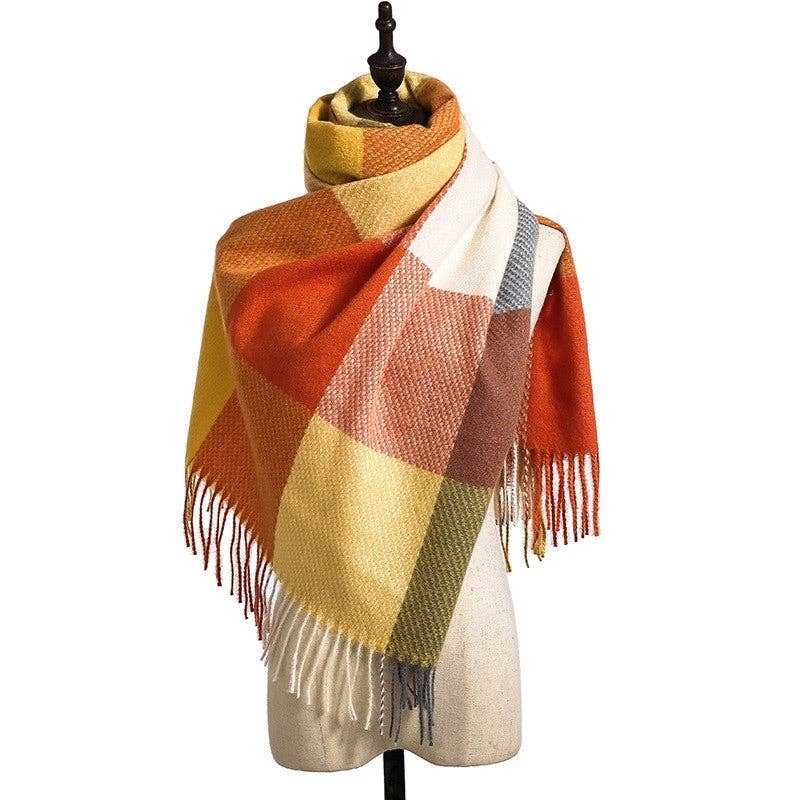 ShieldChic - Wholesale Scarf - Women's - British Style Imitated Cashmere Plaid Tassled Shawl Scarf0