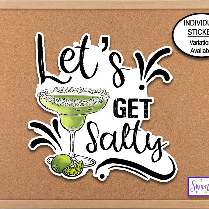 Let's Get Salty Phone Sticker, Die Cut Margarita Decal for wholesale by Swanky Bazaar